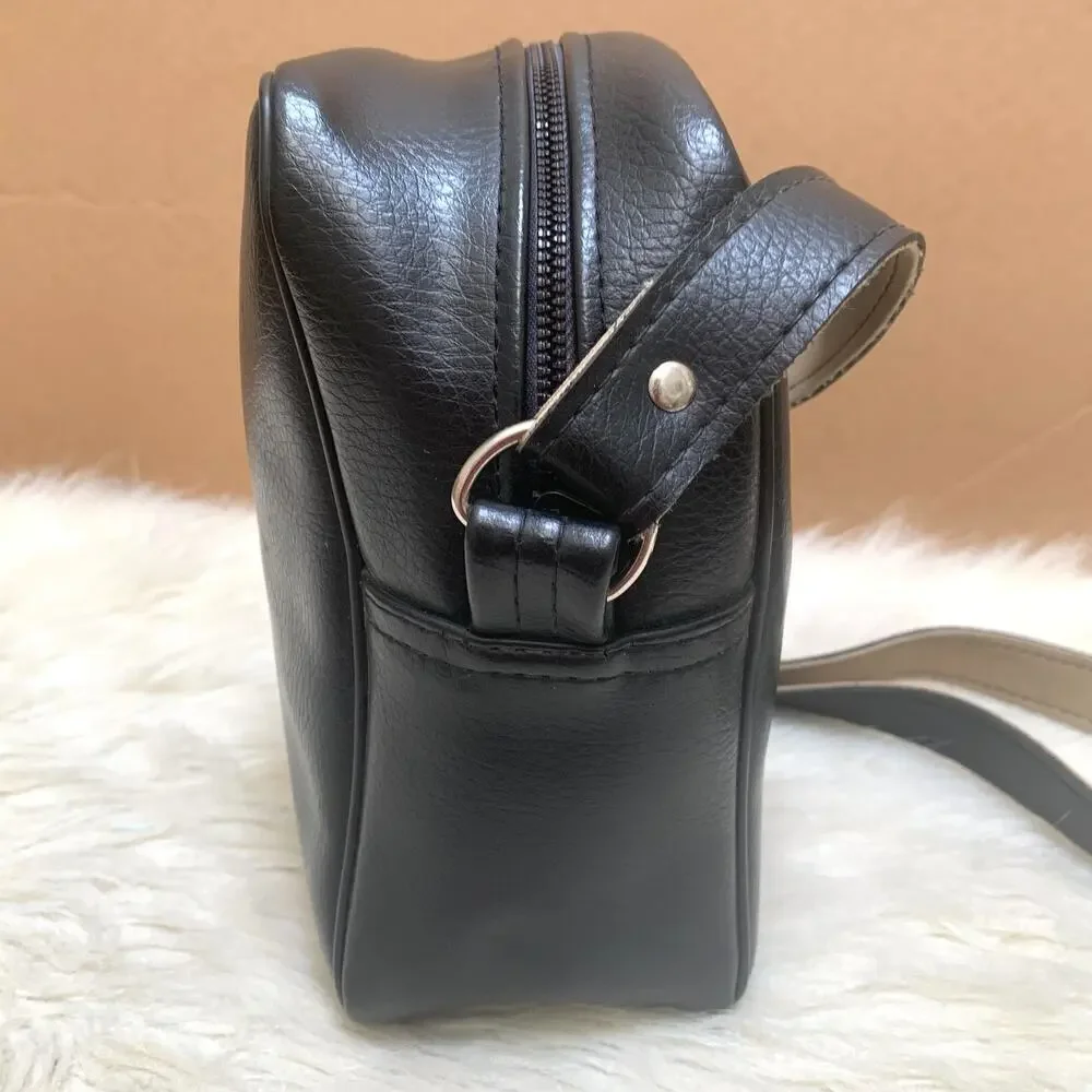 PERRIN Black Faux Leather Vintage NS Convertible Men's Xbody - Made in USA